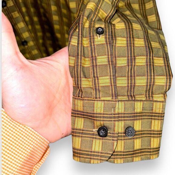 Robert Talbott Green Check Button Down Shirt Size M - Picture 6 of 8